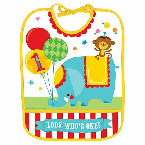 1st Birthday Circus Plastic Bib