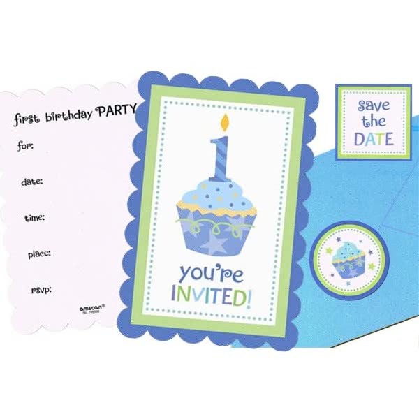 Sweet Lil Cupcake Boy Party Invitations (Value Pack of 20)