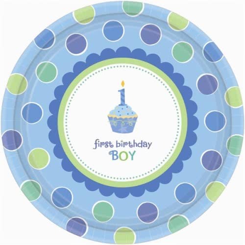 Sweet Lil Cupcake Boy Large Paper Plates (Value Pack of 18)