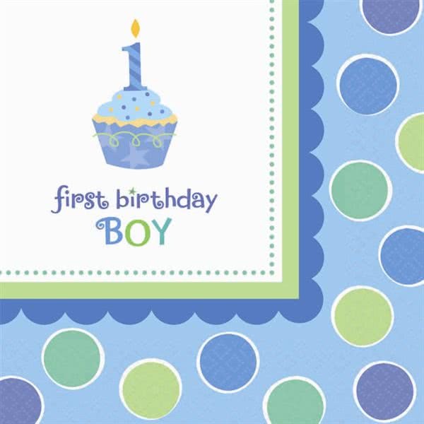 Sweet Lil Cupcake Boy Small Napkins / Serviettes (Value Pack of 36)