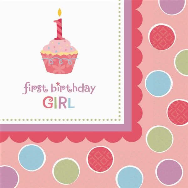 Sweet Lil Cupcake Girl Large Napkins / Serviettes (Value Pack of 36)