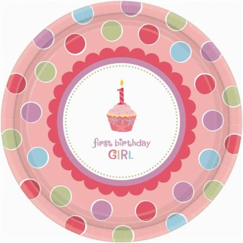 Sweet Lil Cupcake Girl Large Paper Plates (Value Pack of 18)