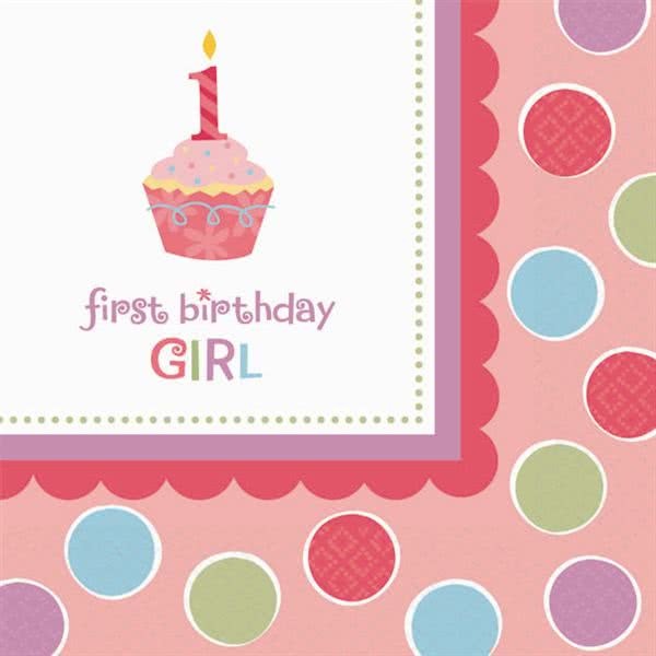 Sweet Lil Cupcake Girl Small Napkins / Serviettes (Value Pack of 36)