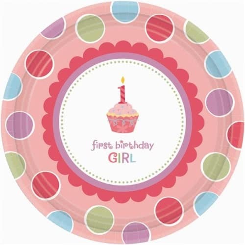 Sweet Lil Cupcake Girl Small Paper Plates (Value Pack of 18)