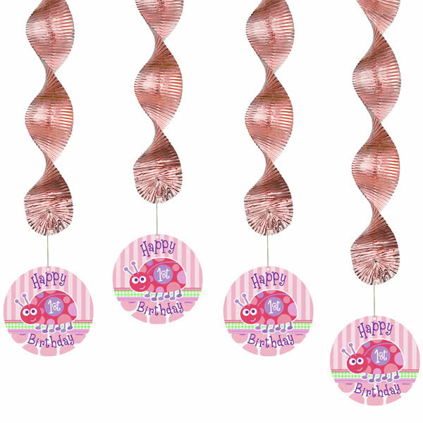 First Birthday Ladybug Hanging Decorations (Pack of 4)