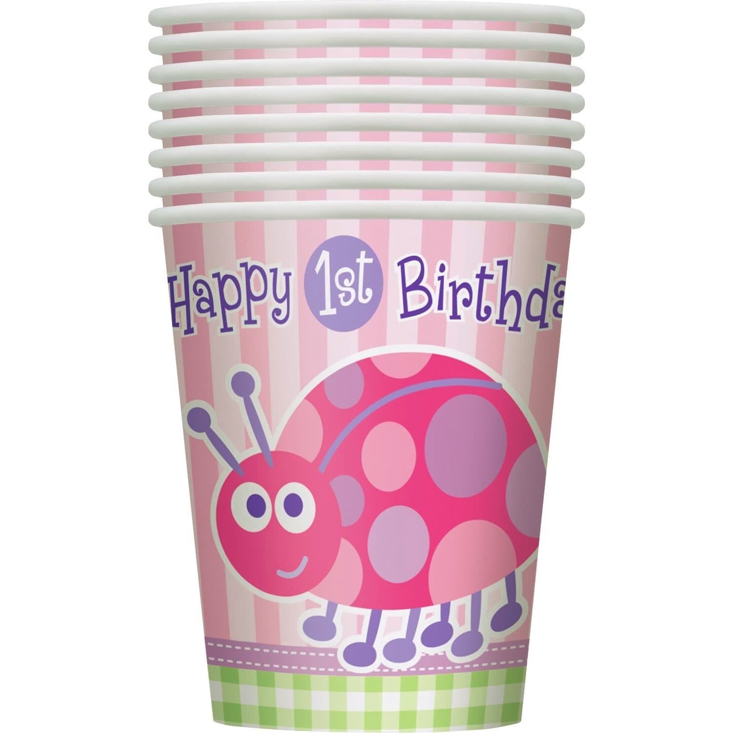First Birthday Ladybug Paper Cups (Pack of 8)
