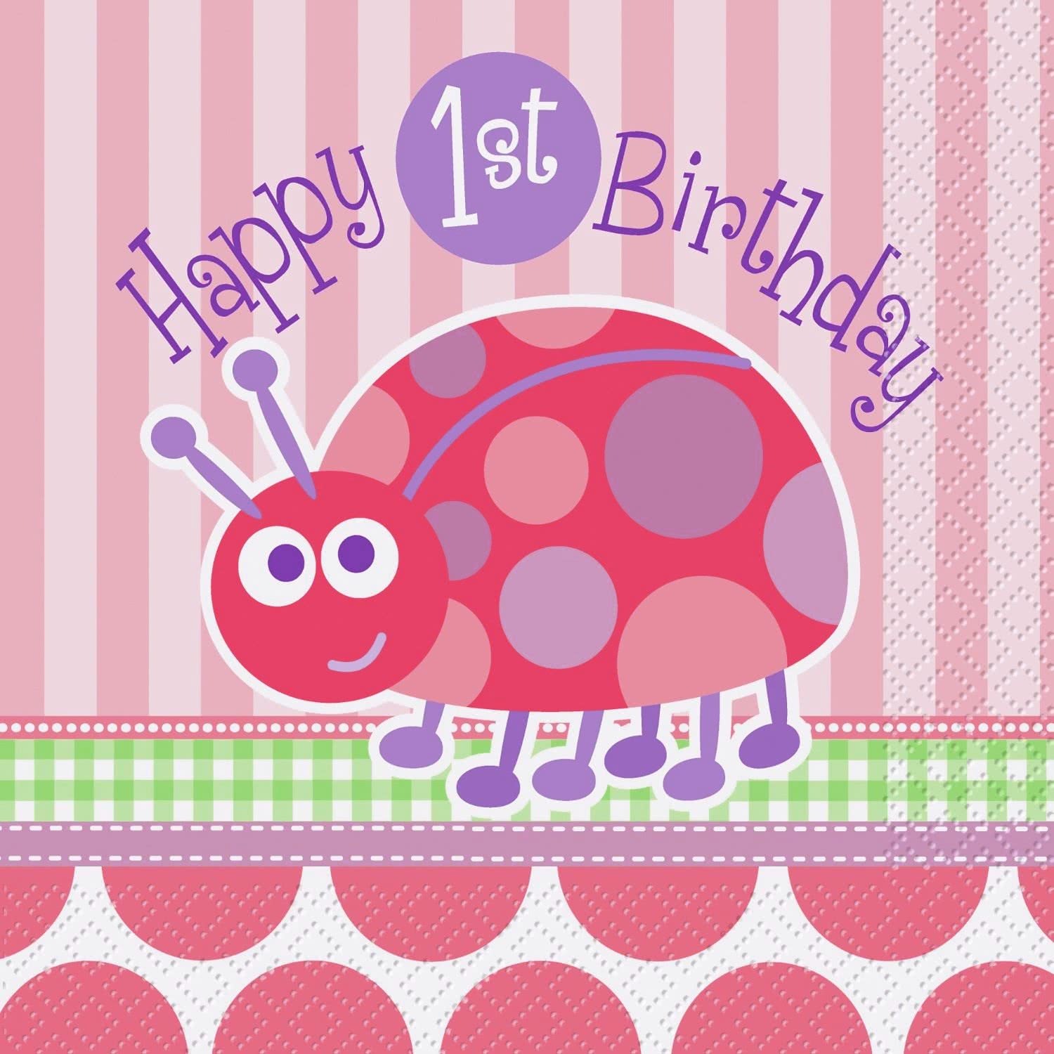 First Birthday Ladybug Large Napkins / Serviettes (Pack of 16)
