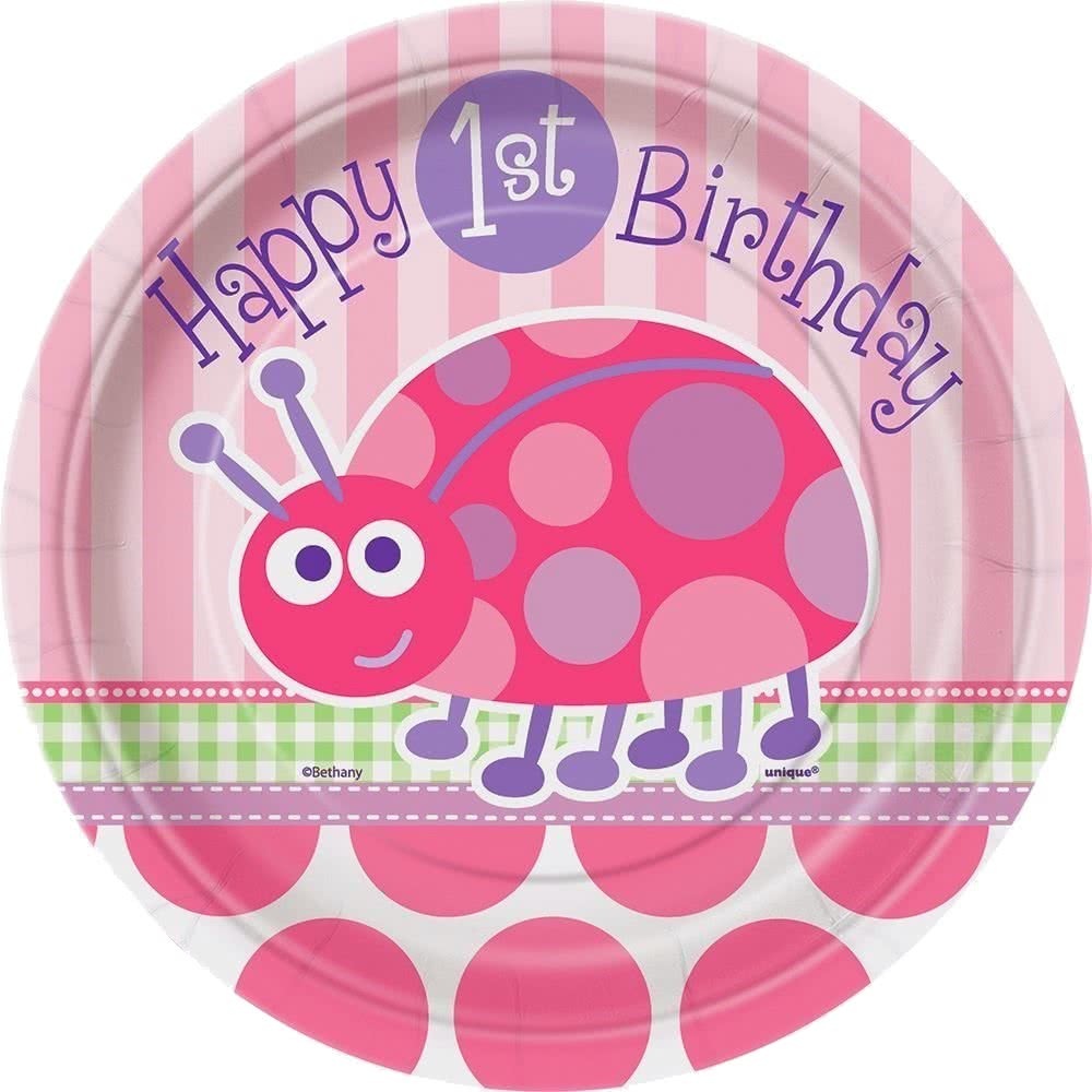 First Birthday Ladybug Small Paper Plates (Pack of 8)