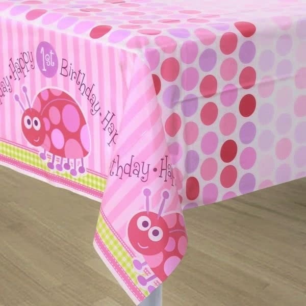 First Birthday Ladybug Plastic Tablecloth
