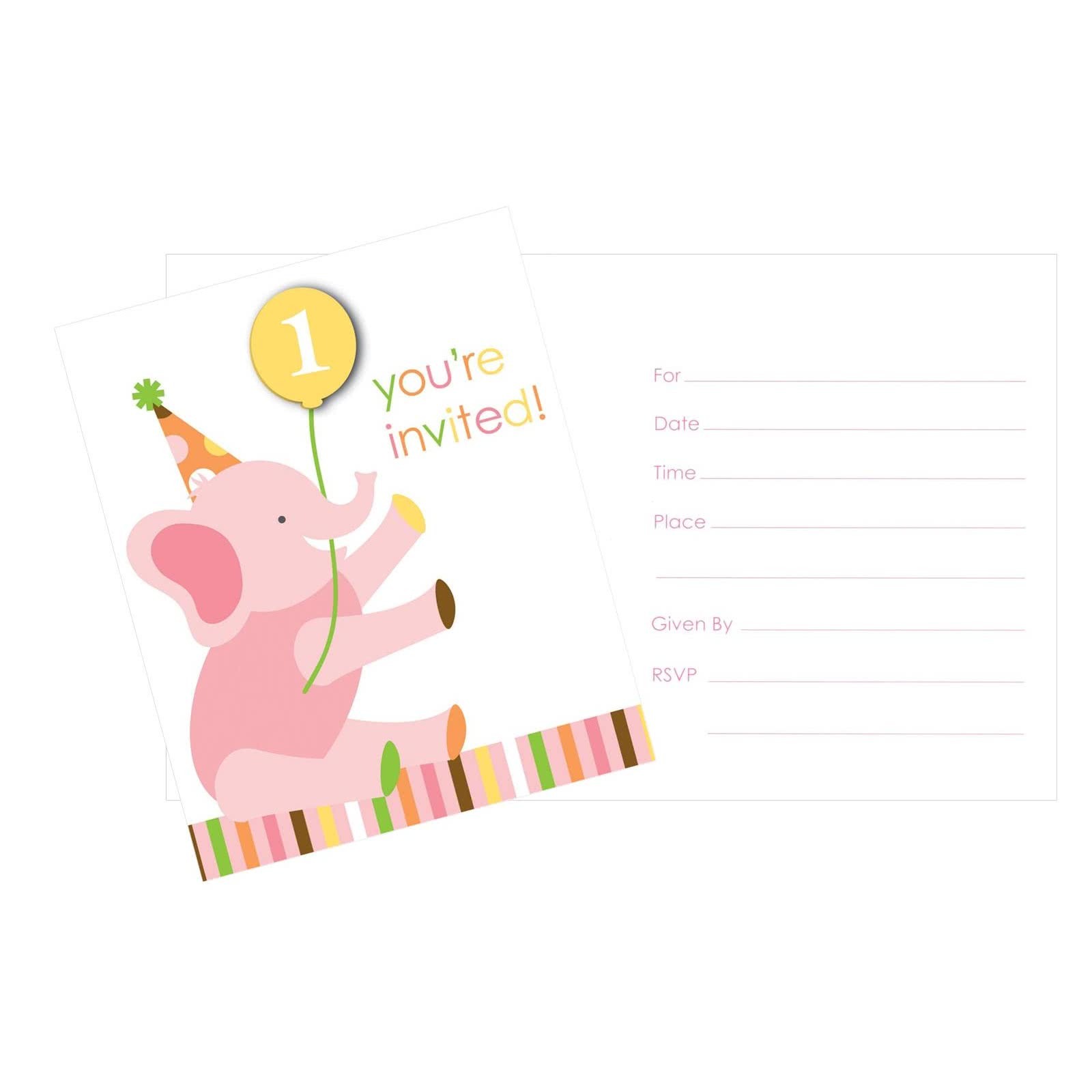 Sweet At One Girl Party Invitations (Pack of 8)