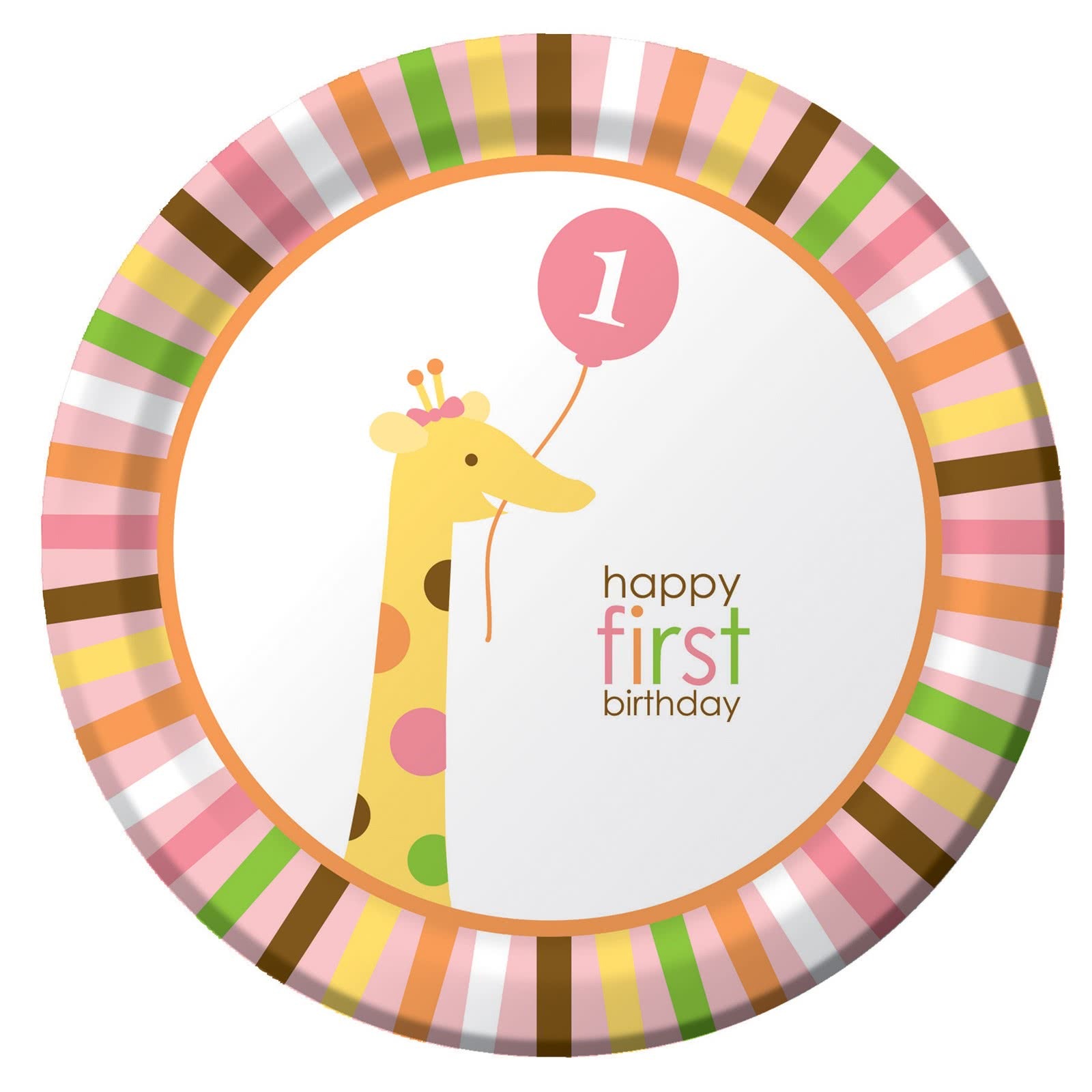 Sweet At One Girl Large Paper Plates (Pack of 8)