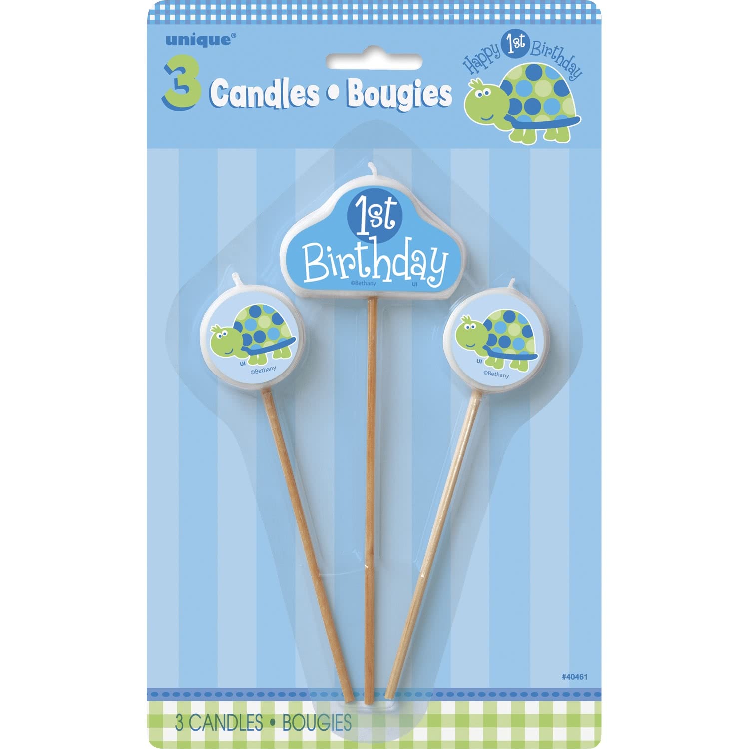 First Birthday Turtle Candles (Set of 3)