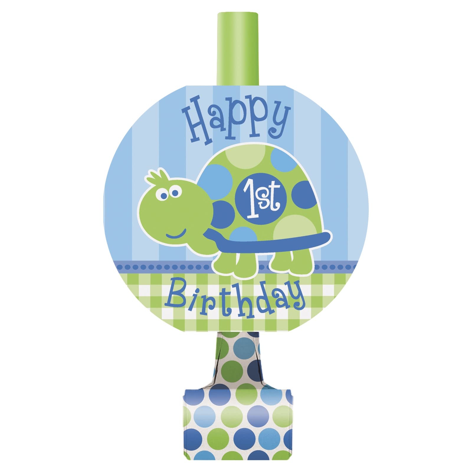 First Birthday Turtle Party Blowers (Pack of 8)