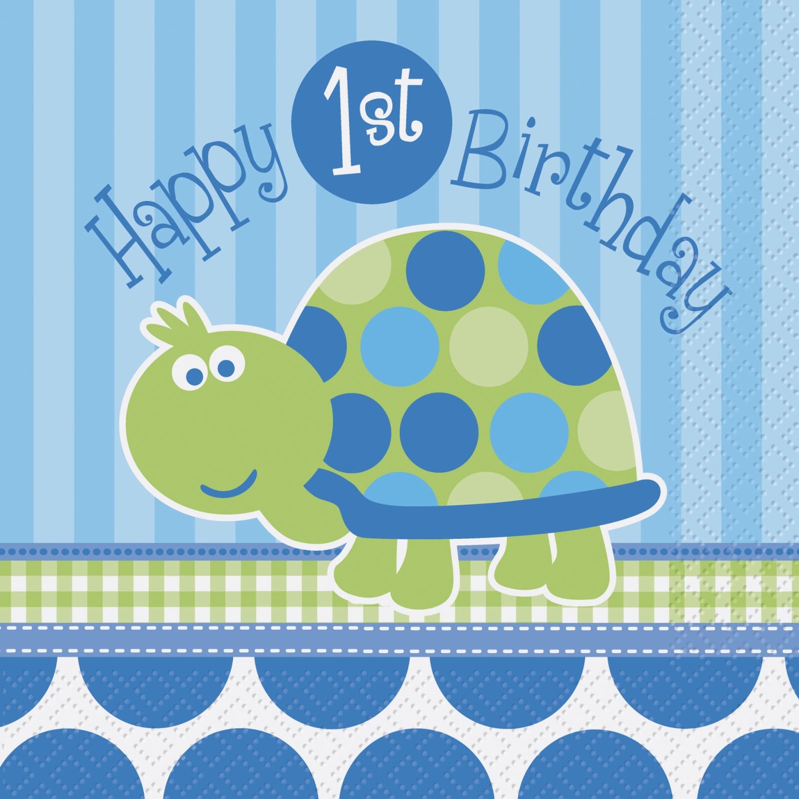 First Birthday Turtle Large Napkins / Serviettes (Pack of 16)