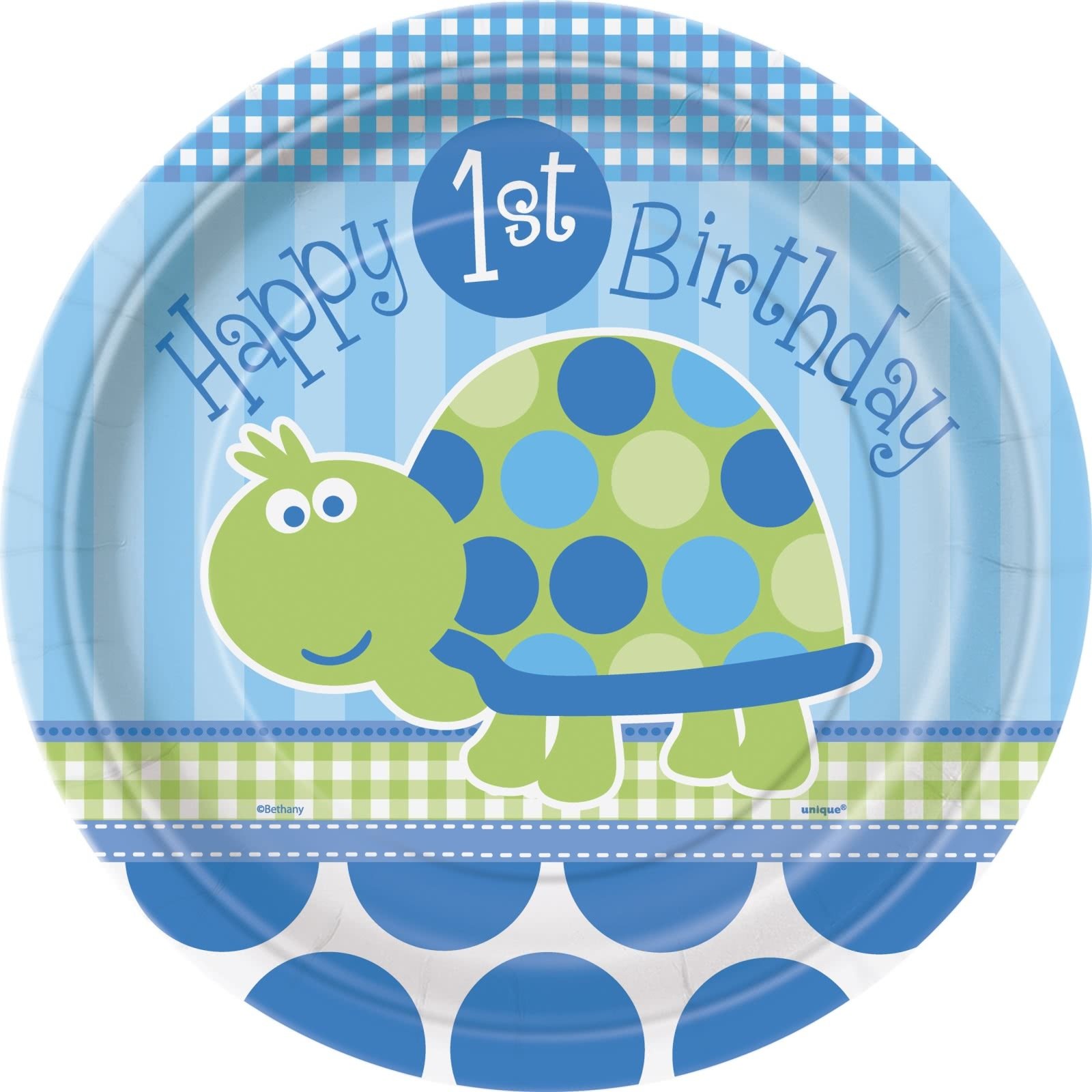 First Birthday Turtle Large Paper Plates (Pack of 8)