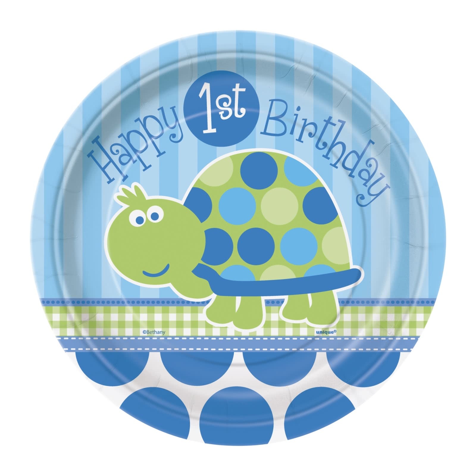 First Birthday Turtle Small Paper Plates (Pack of 8)