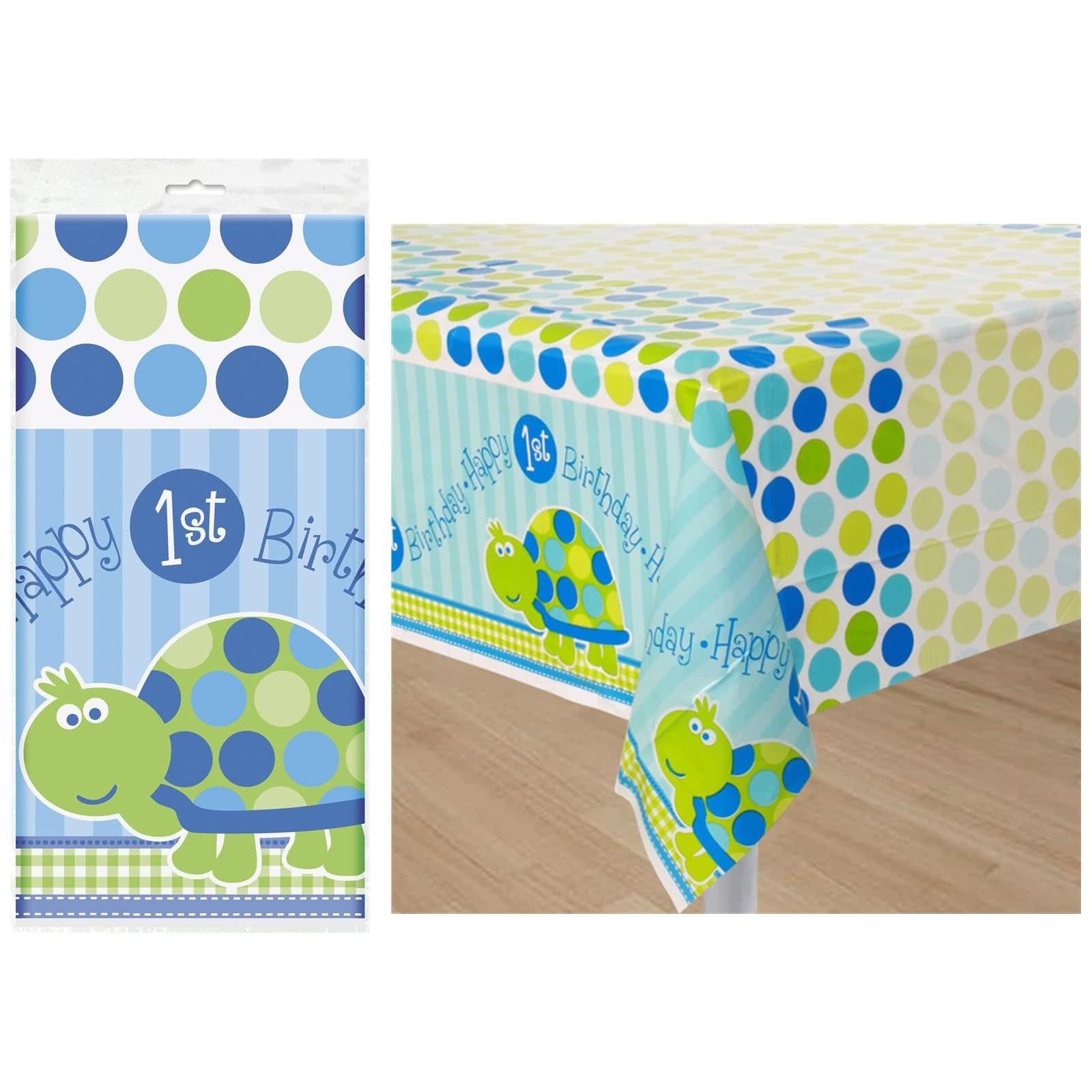 First Birthday Turtle Plastic Tablecloth