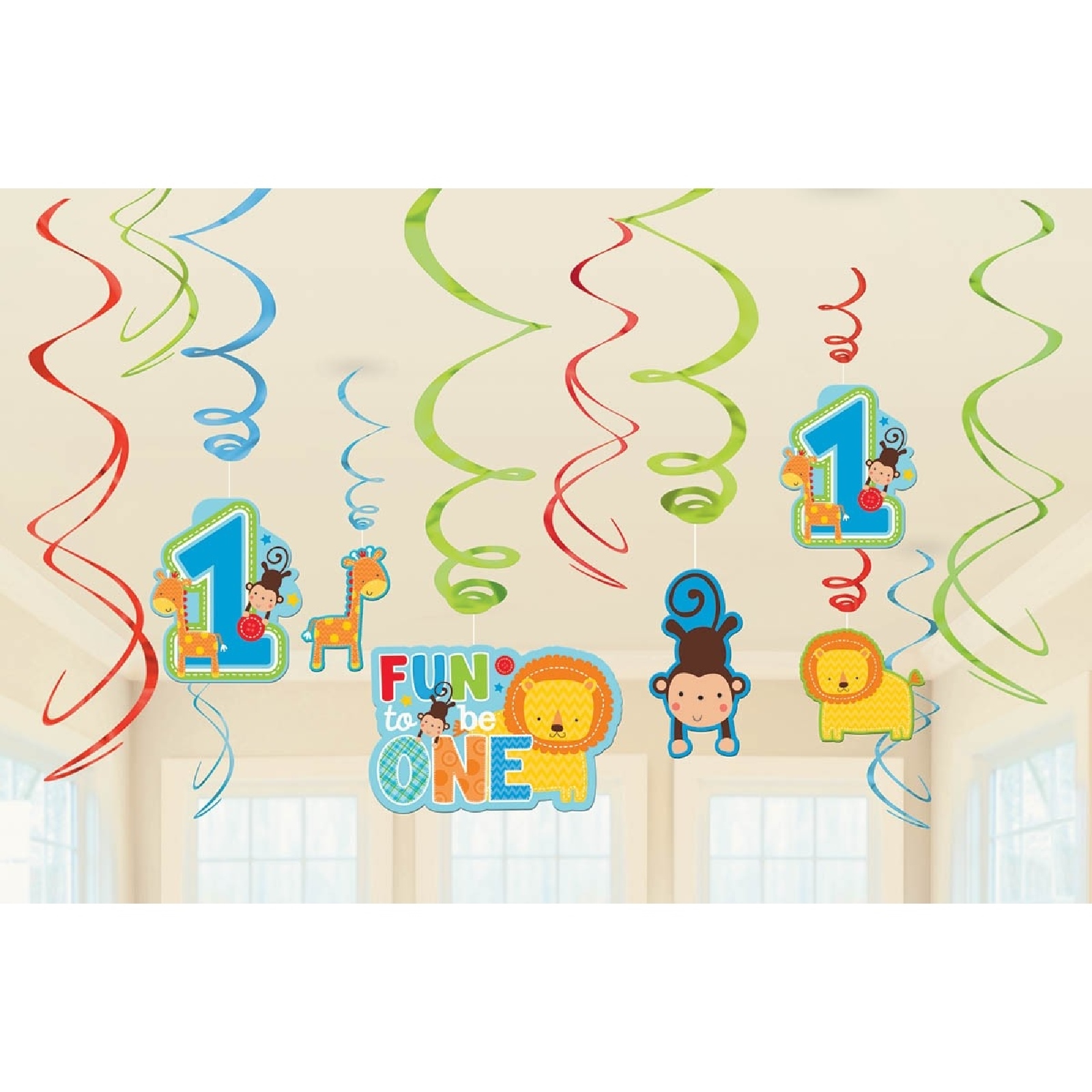 One Wild Boy Swirl Decorations (Pack of 12)