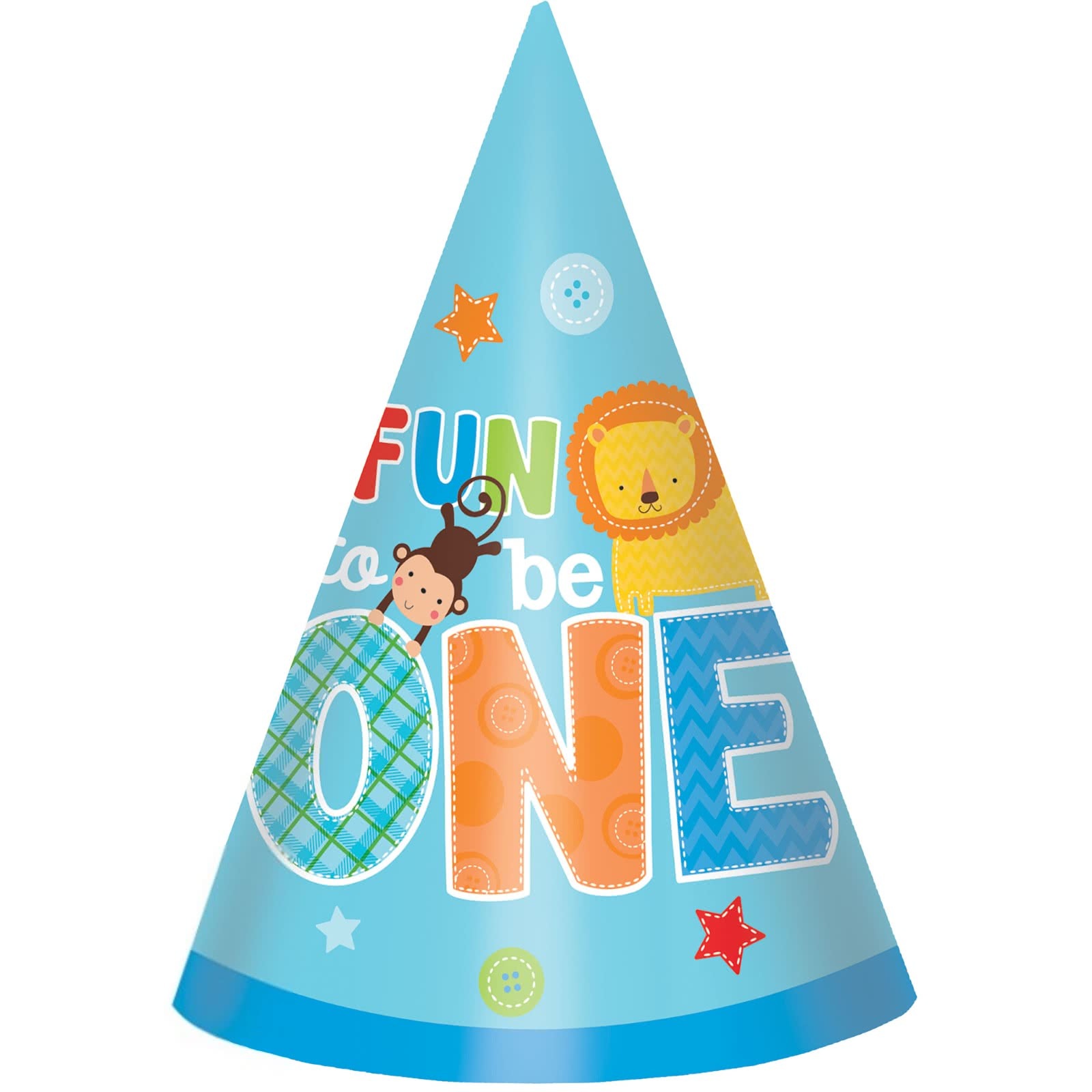 One Wild Boy Party Hats (Pack of 8)