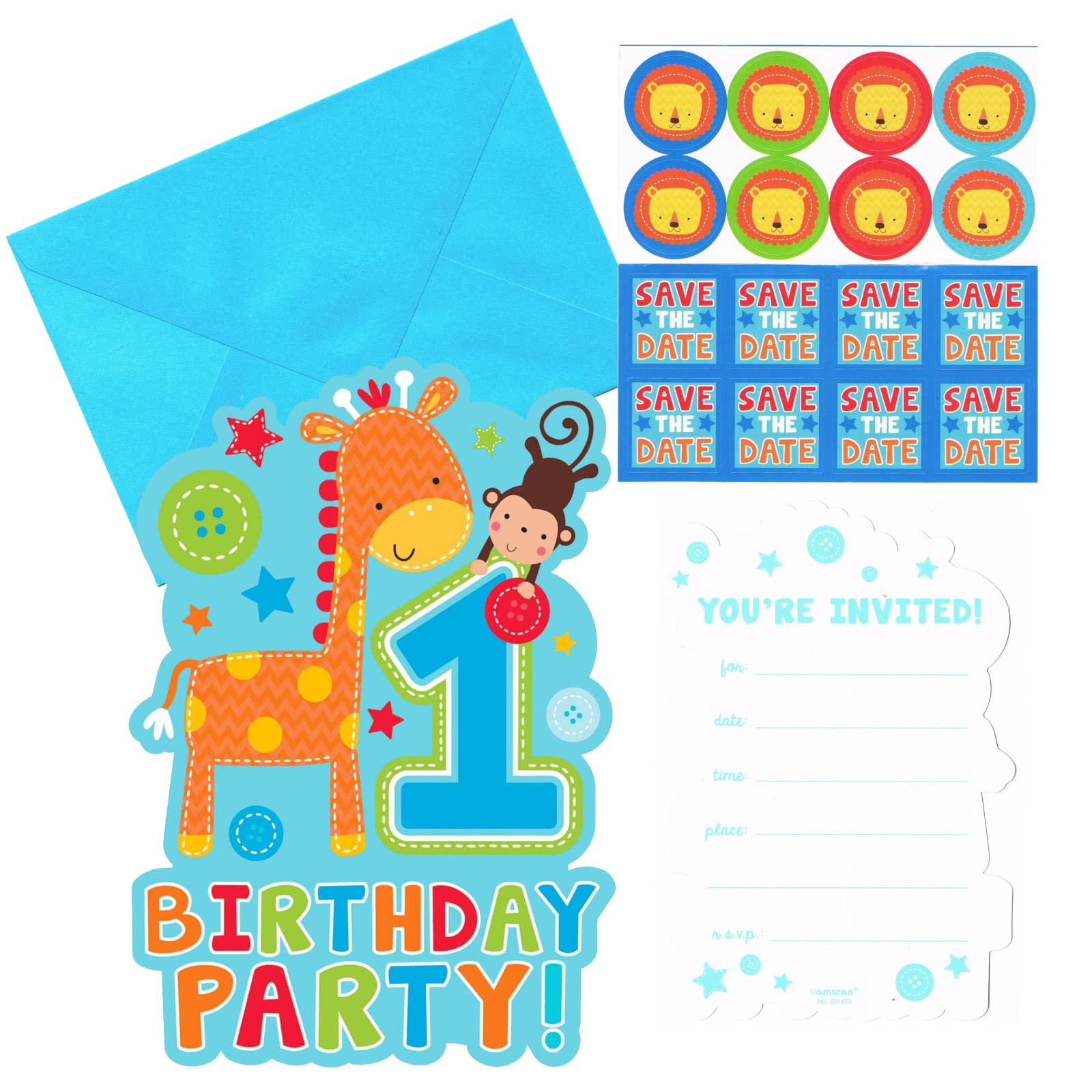 One Wild Boy 1st Birthday Party Invitations (Pack of 8)