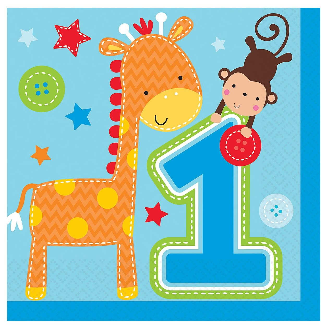 One Wild Boy Large Napkins / Serviettes (Pack of 16)