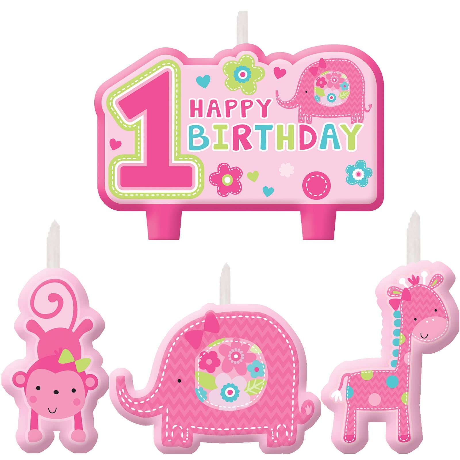 One Wild Girl 1st Birthday Candles (Set of 4)