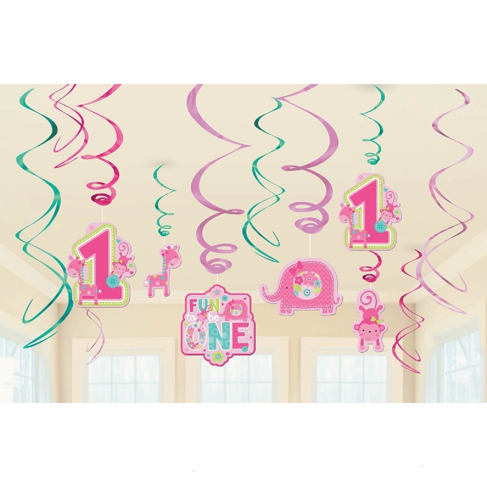 One Wild Girl Swirl Decorations (Pack of 12)