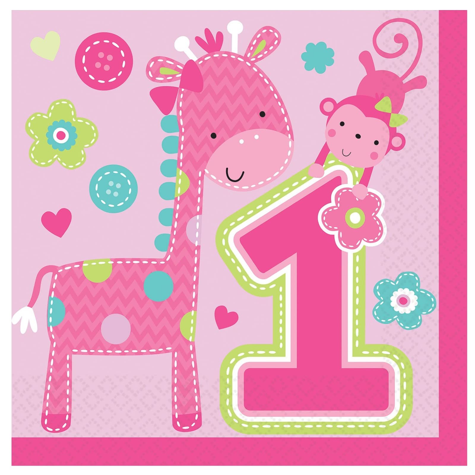 One Wild Girl Large Napkins / Serviettes (Pack of 16)