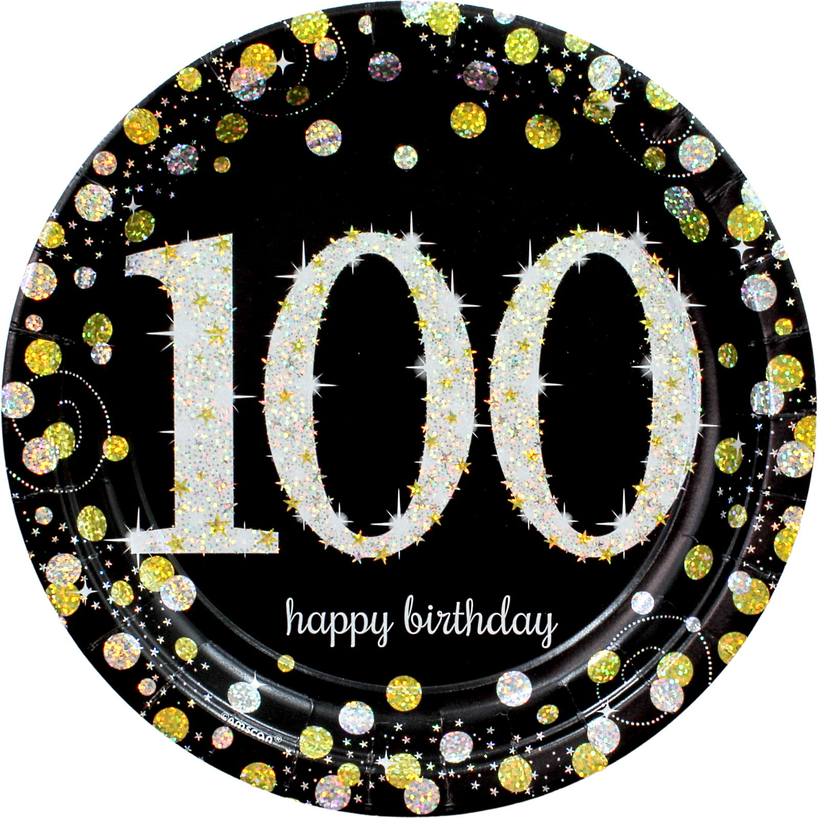 Sparkling Celebration 100th Birthday Large Paper Plates (Pack of 8)