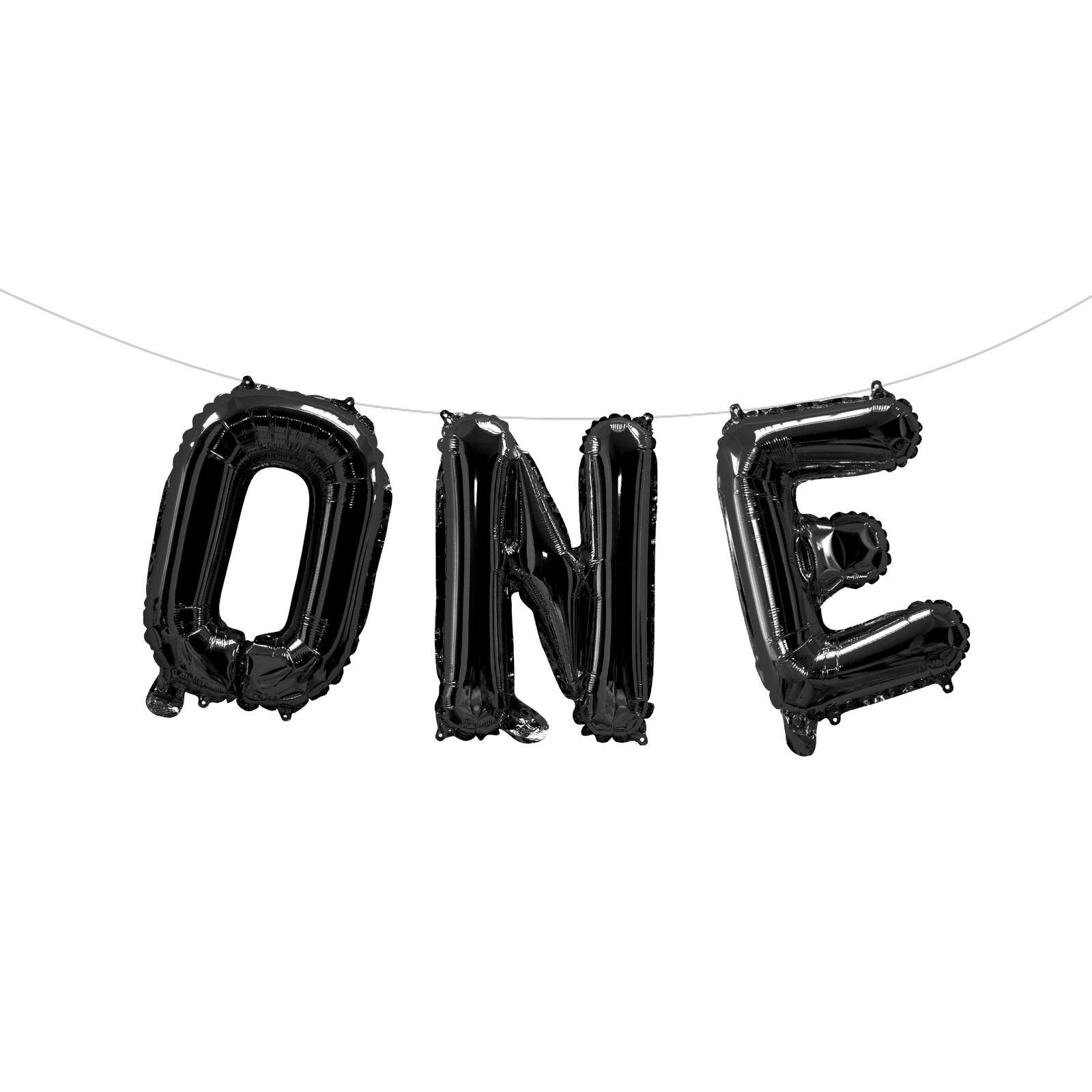 Black 1st Birthday Foil Balloon Letter Pack (Air Fill)