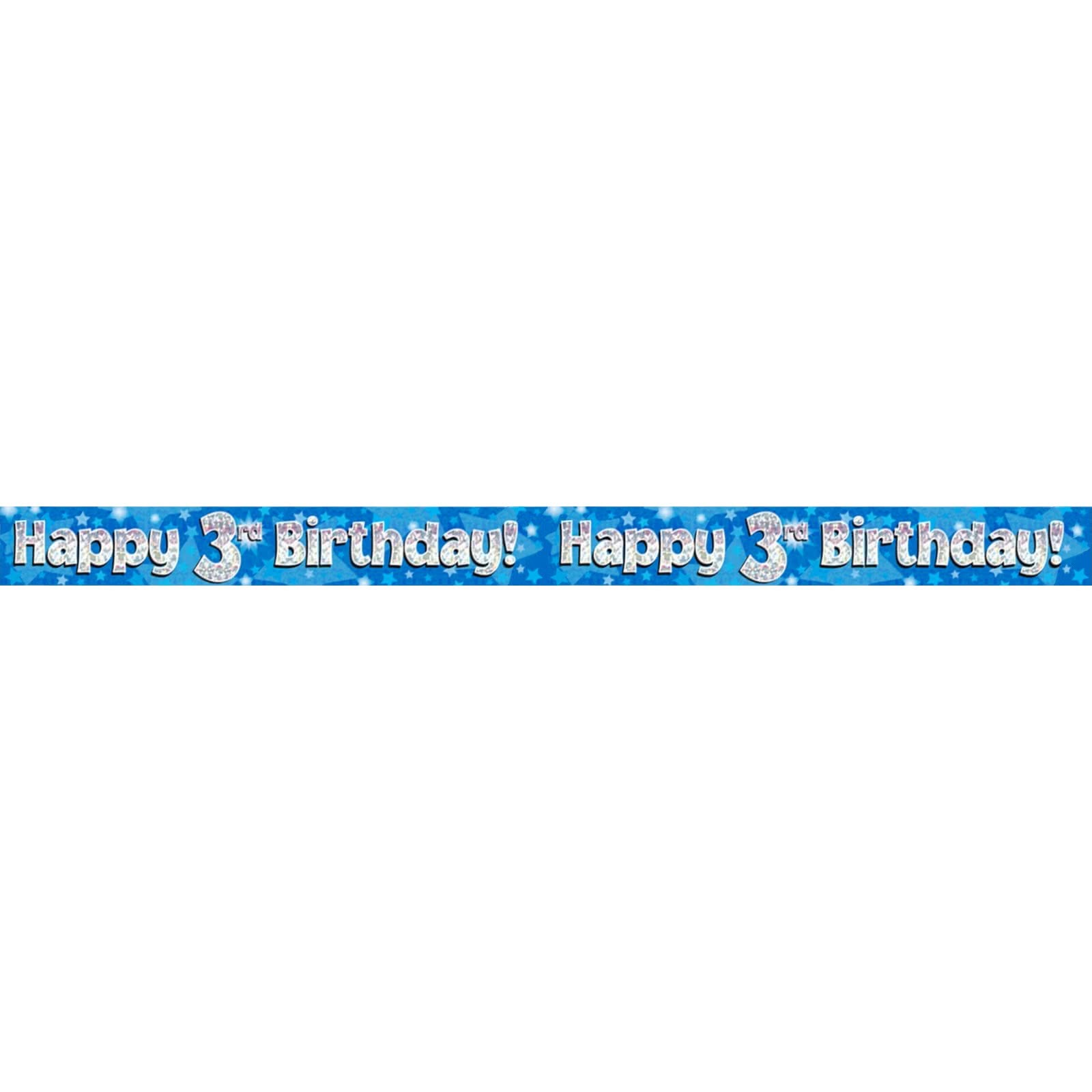 Happy 3rd Birthday Blue Holographic Banner