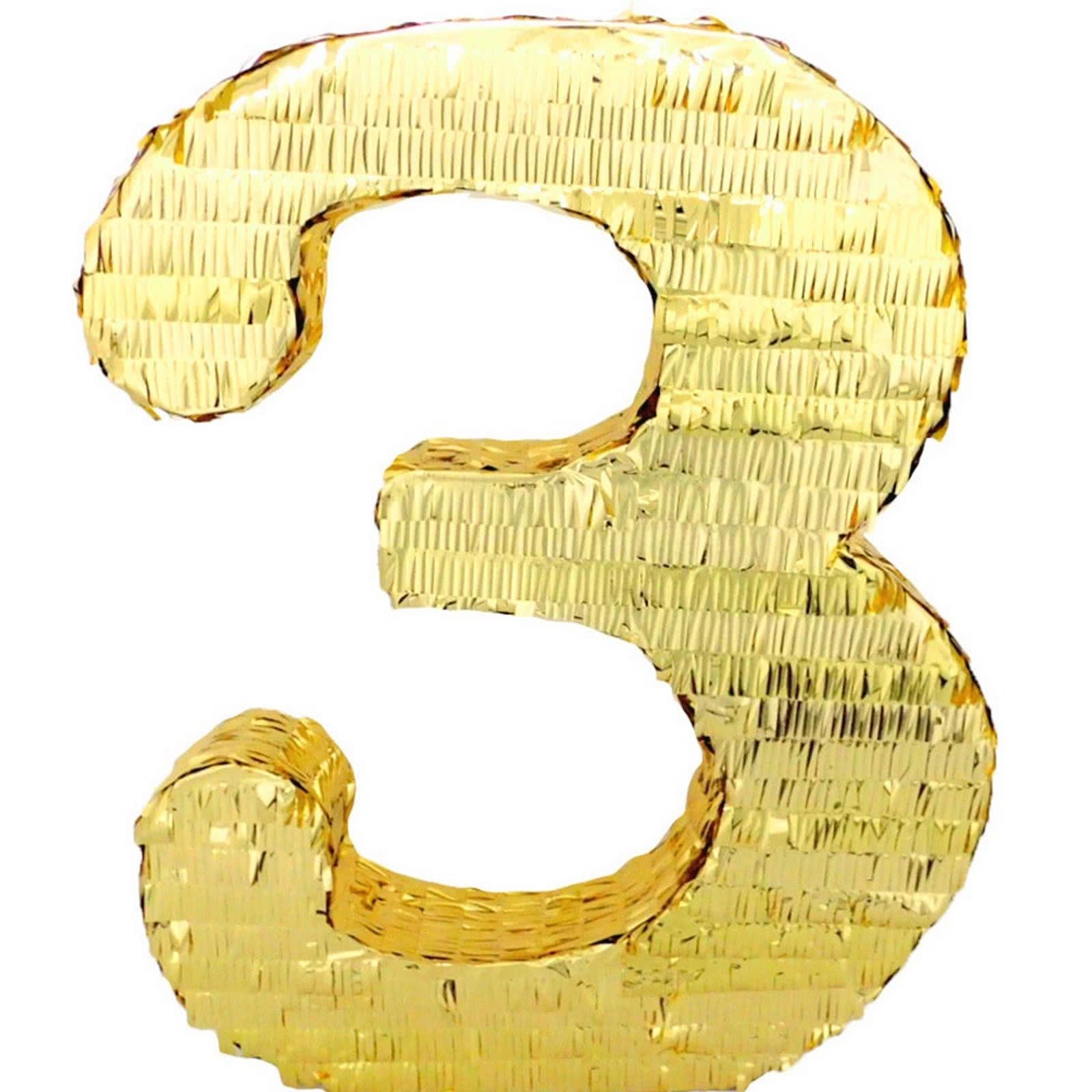 Number 3 Gold Foil Pinata 