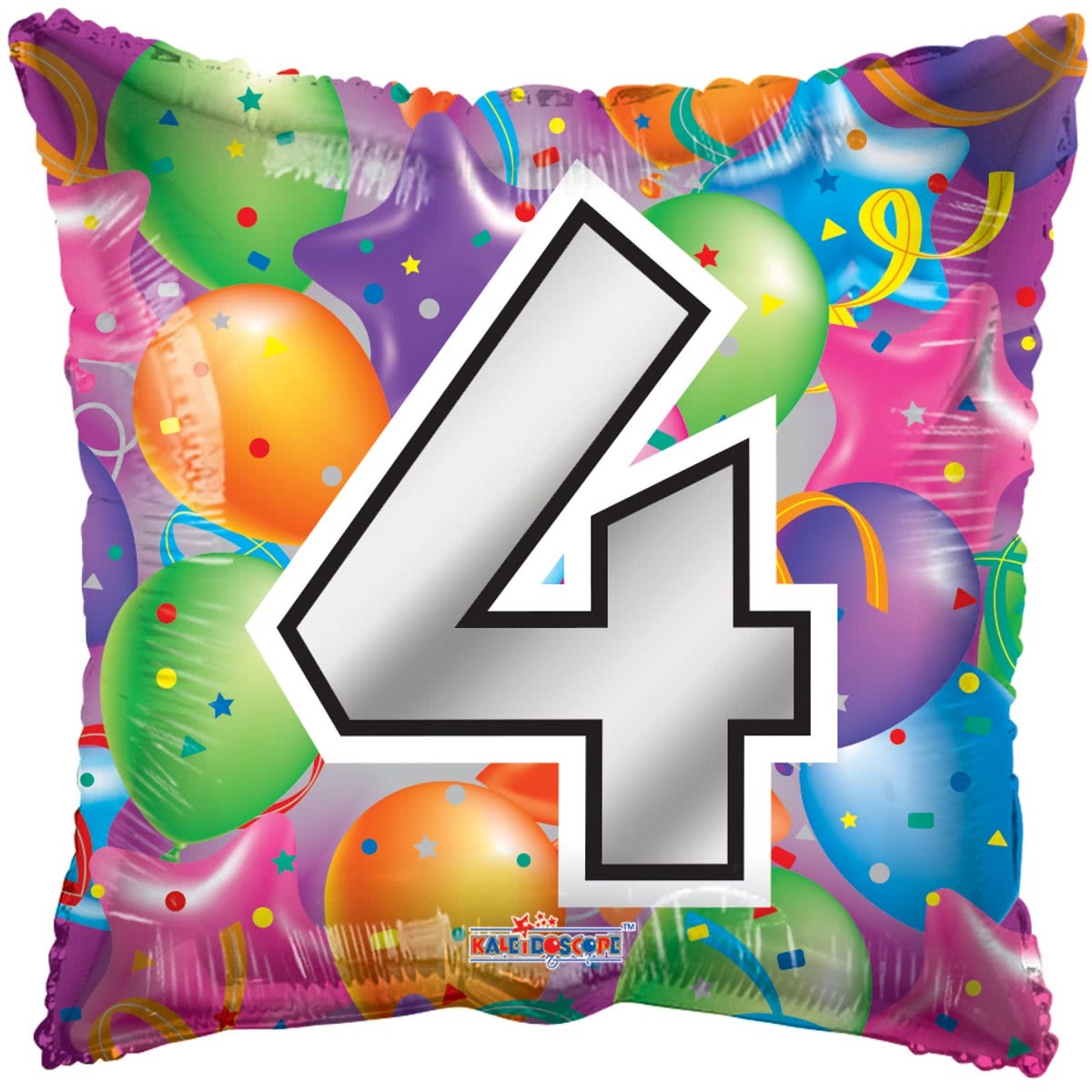 Number 4 Party Square Foil Helium Balloon