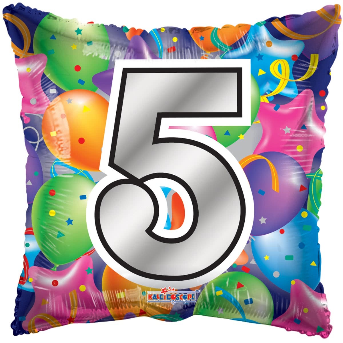 Number 5 Party Square Foil Helium Balloon