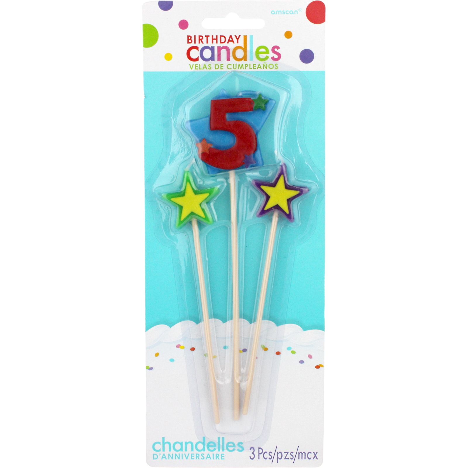 5th Birthday Star Candles (Pack of 3)