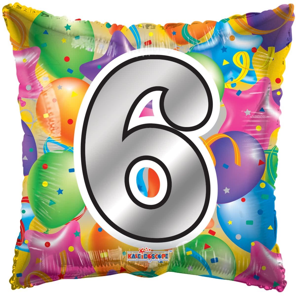 Number 6 Party Square Foil Helium Balloon