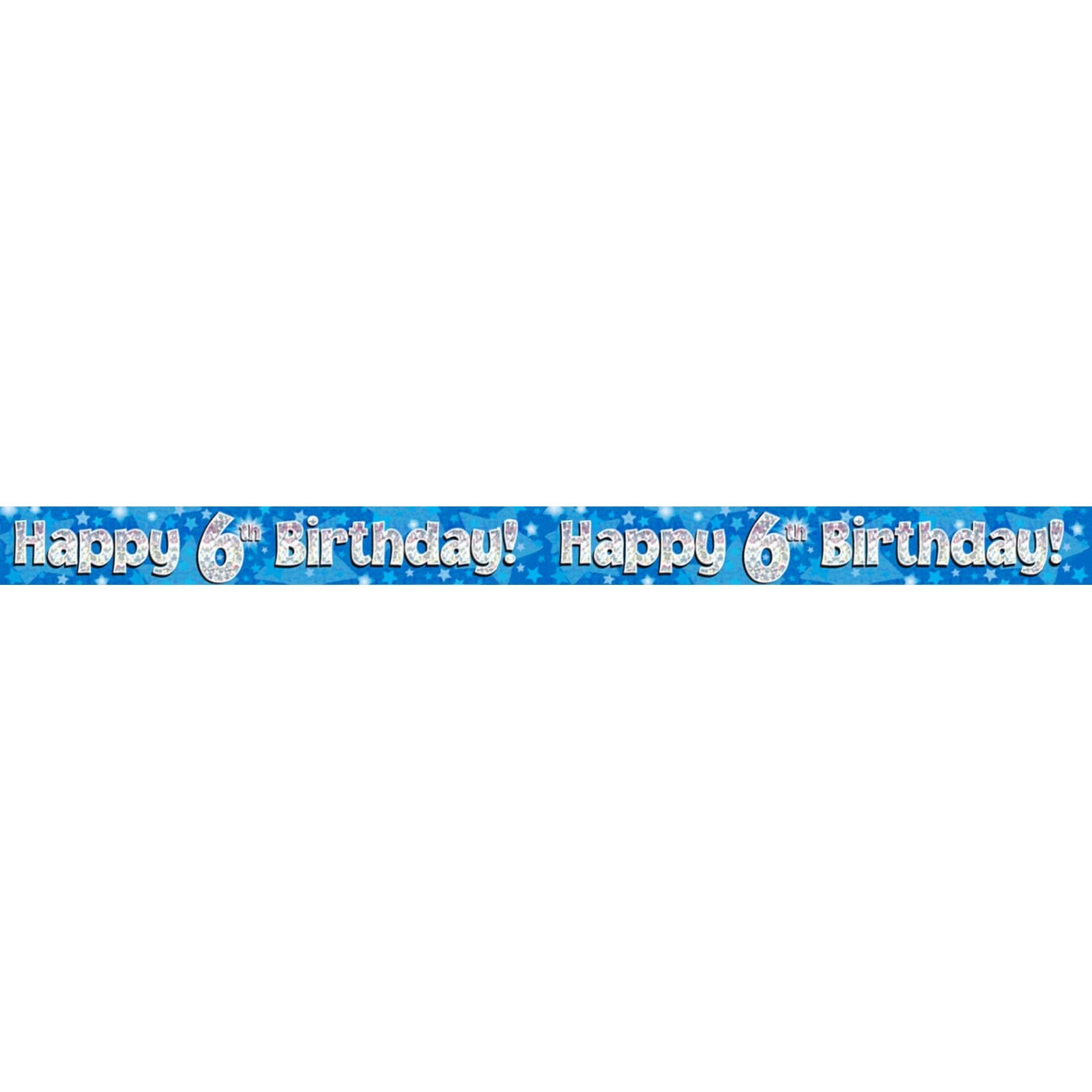 Happy 6th Birthday Blue Holographic Banner