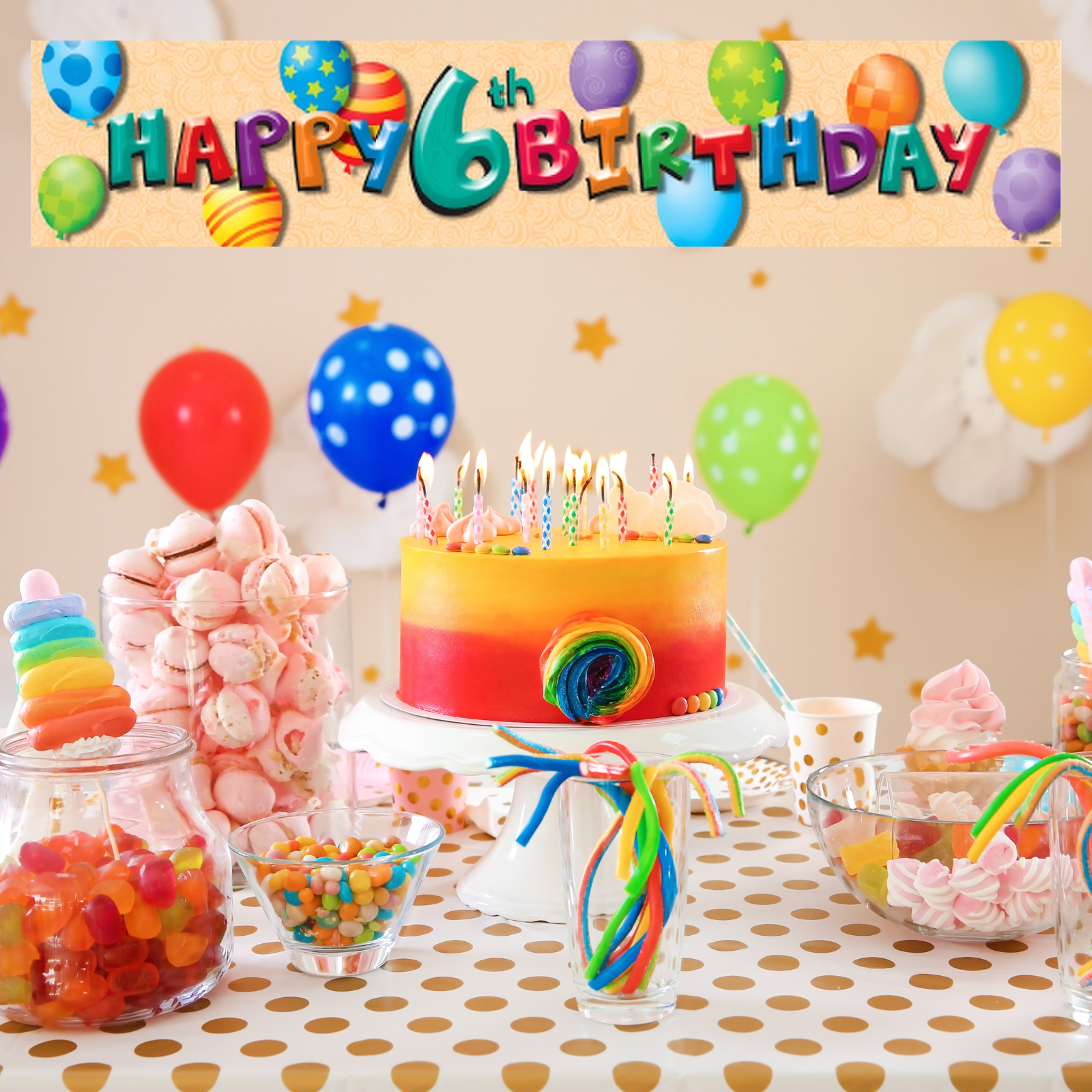 Happy 6th Birthday Giant Paper Banner (1.5m) 3rd to 7th