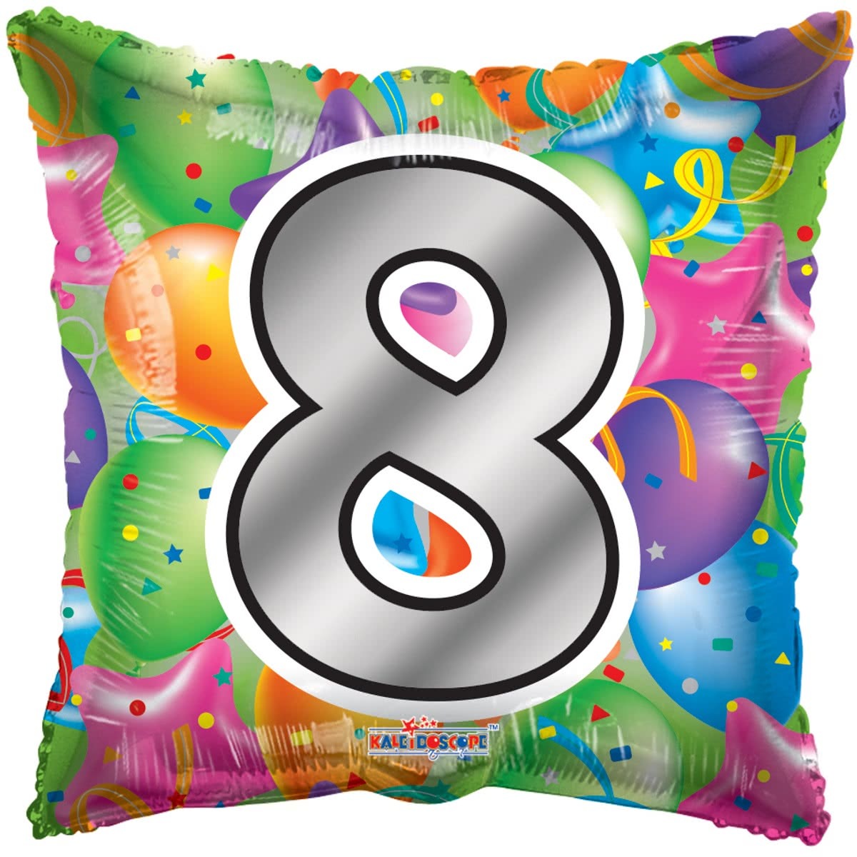 Number 8 Party Square Foil Helium Balloon