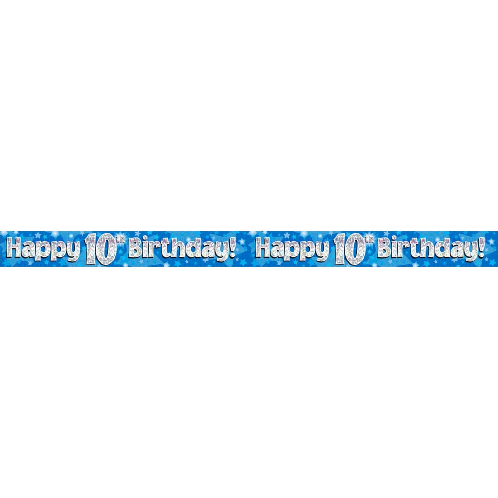 Happy 10th Birthday Blue Holographic Banner