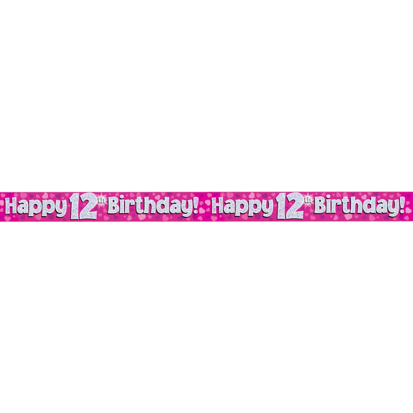 Happy 12th Birthday Pink Holographic Banner