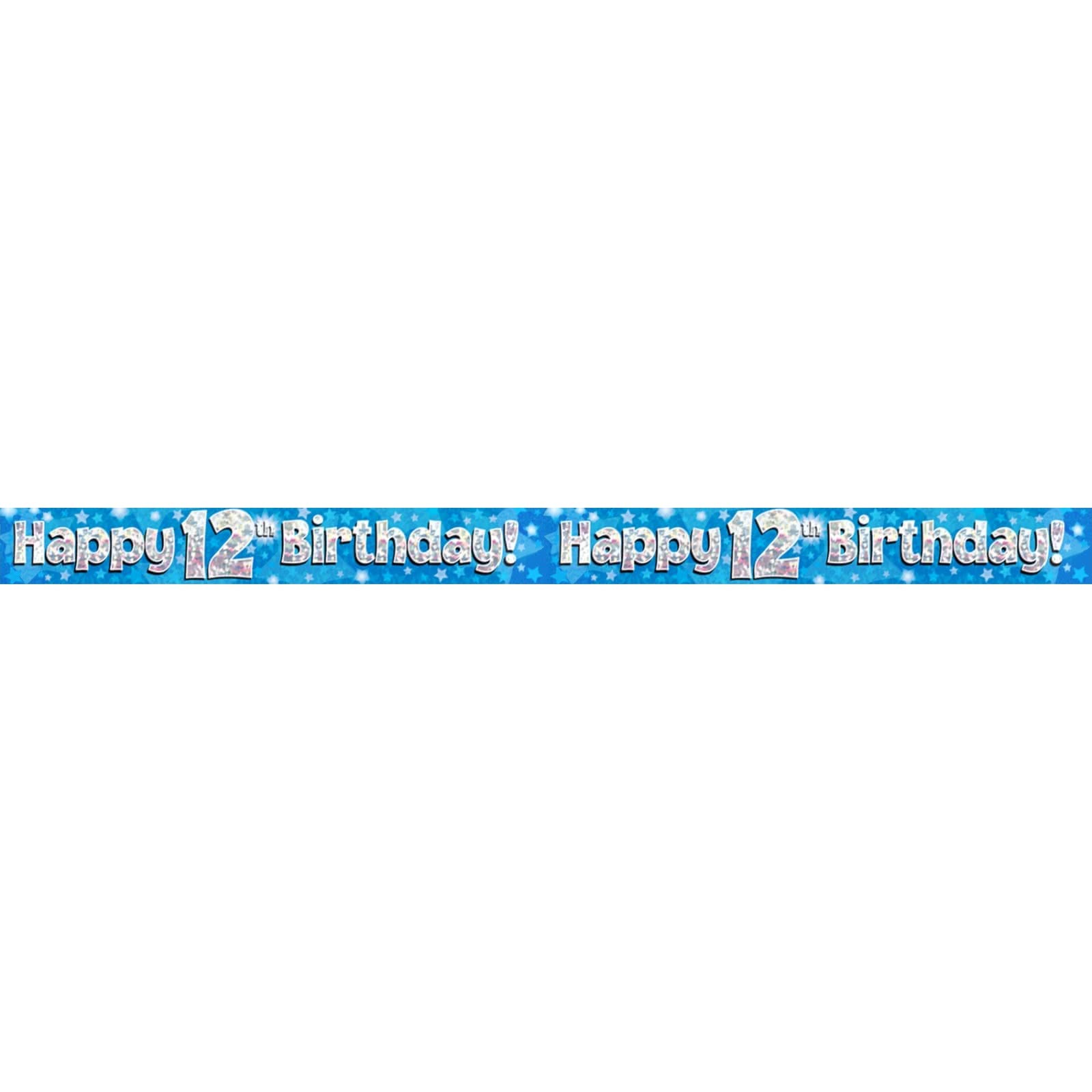 Happy 12th Birthday Blue Holographic Banner