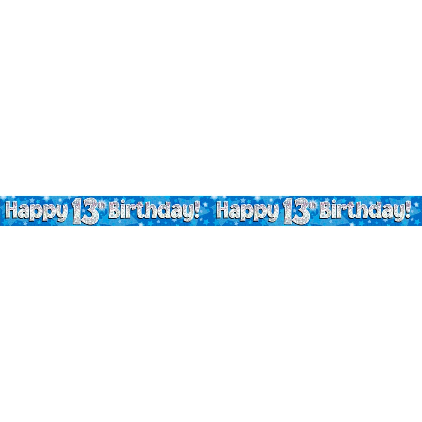 Happy 13th Birthday Blue Holographic Banner