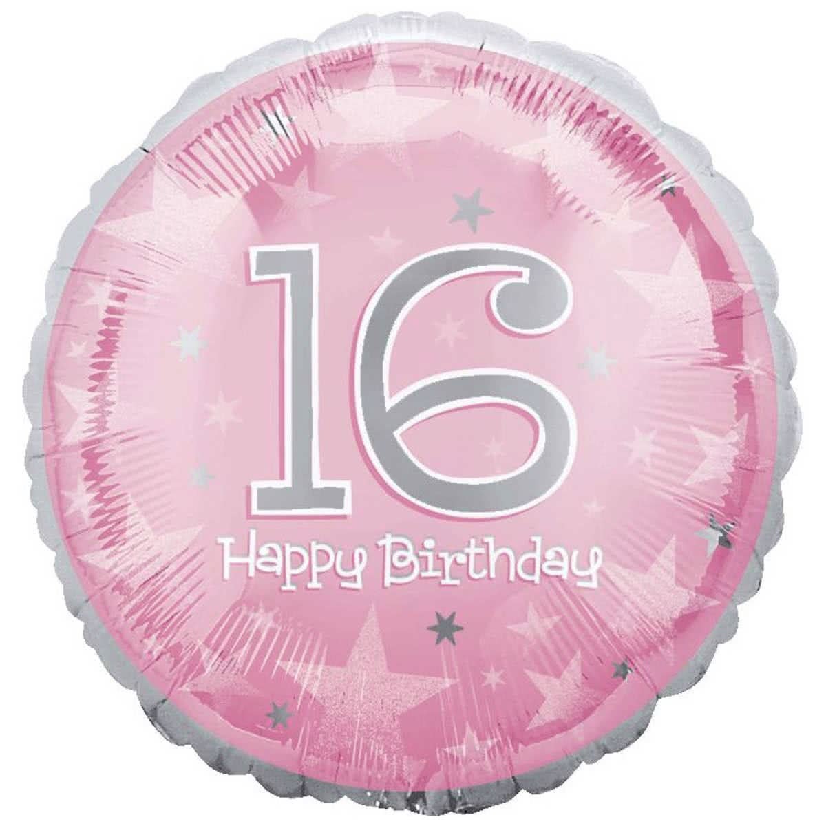16th Birthday Pink Prismatic Helium Balloon
