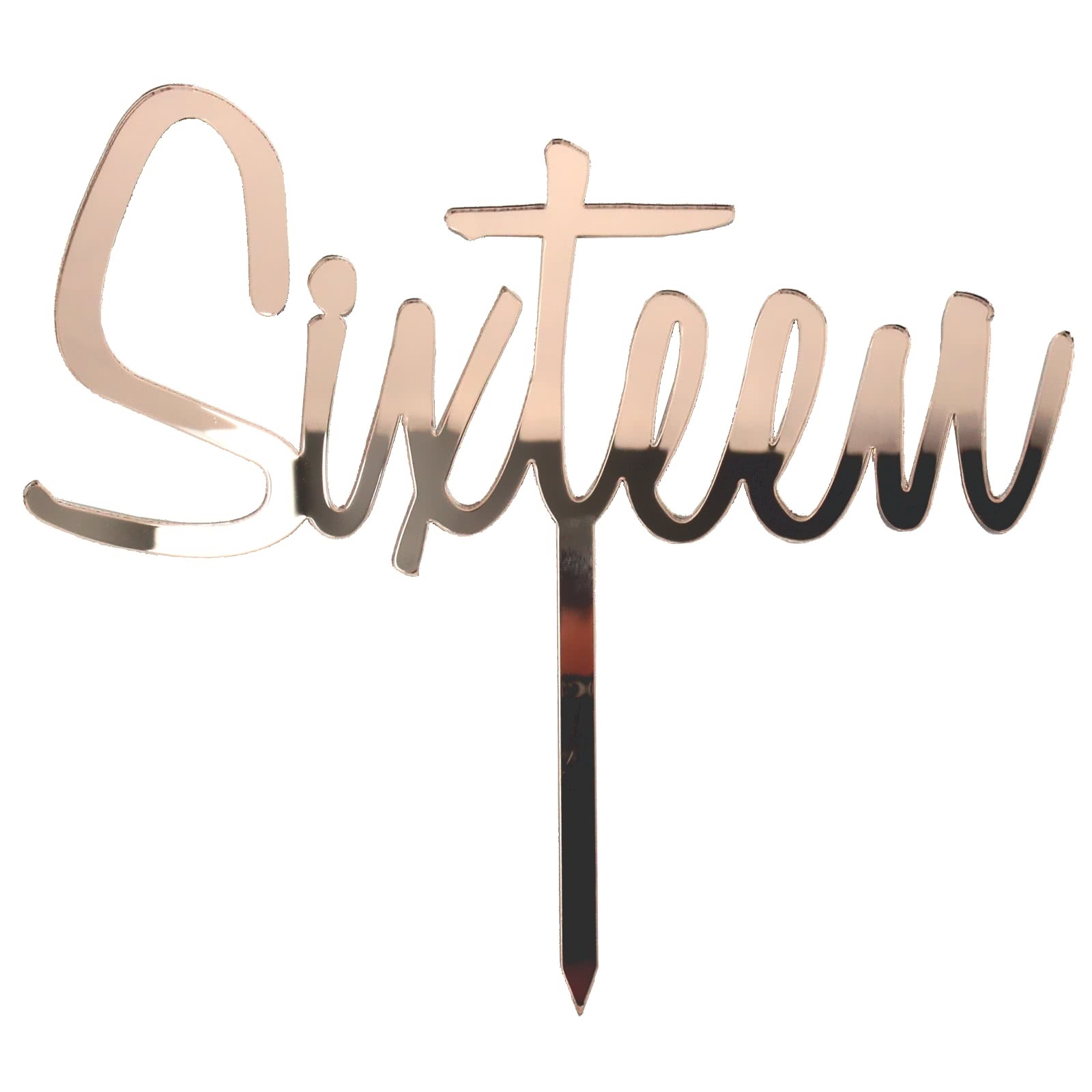Sixteen Rose Gold Mirror Cake Topper