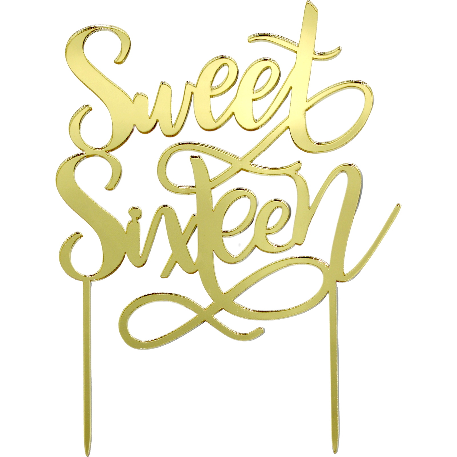 Blush Sweet Sixteen Gold Mirror Cake Topper