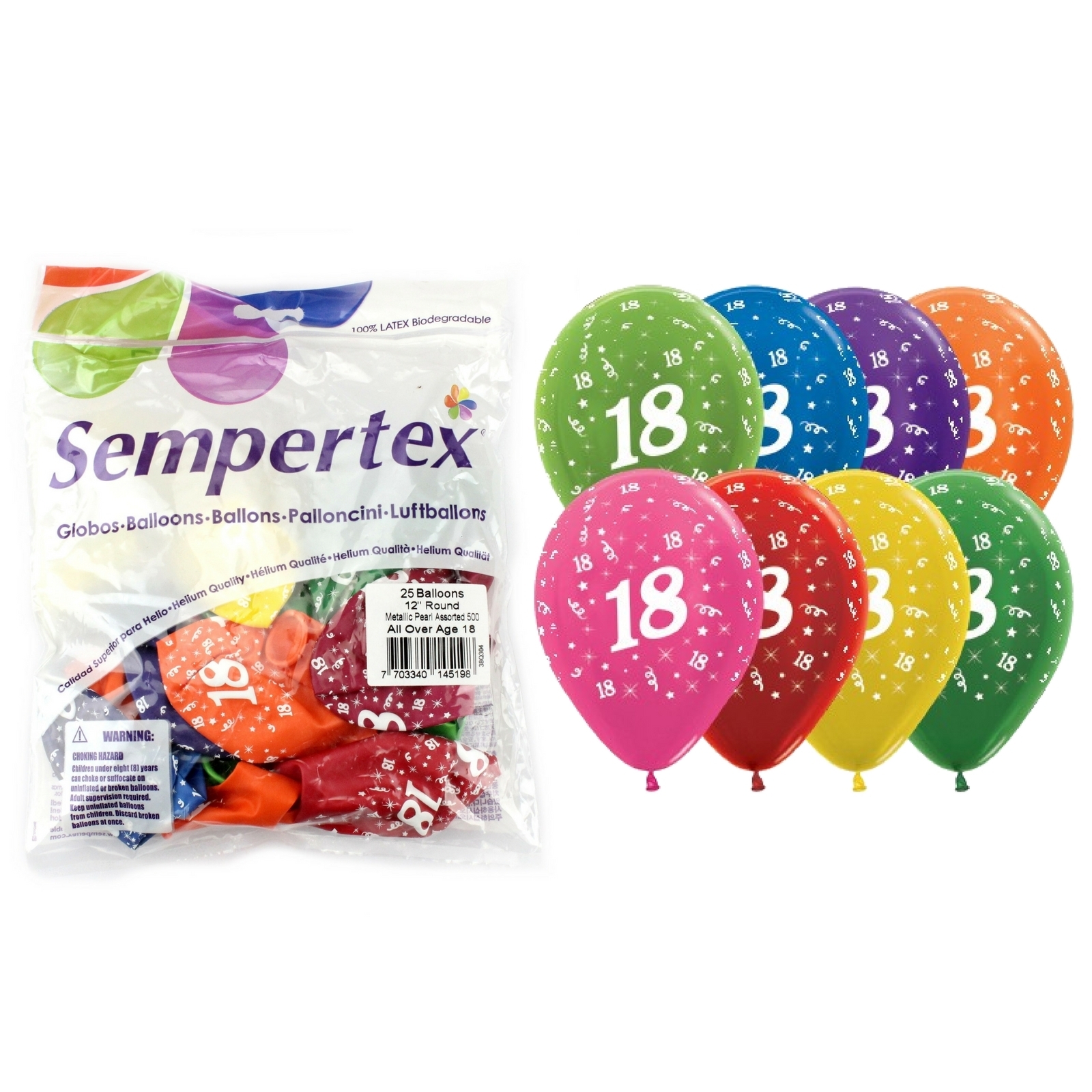 Sempertex All Over 18th Birthday Assorted Balloons (Pack of 25)