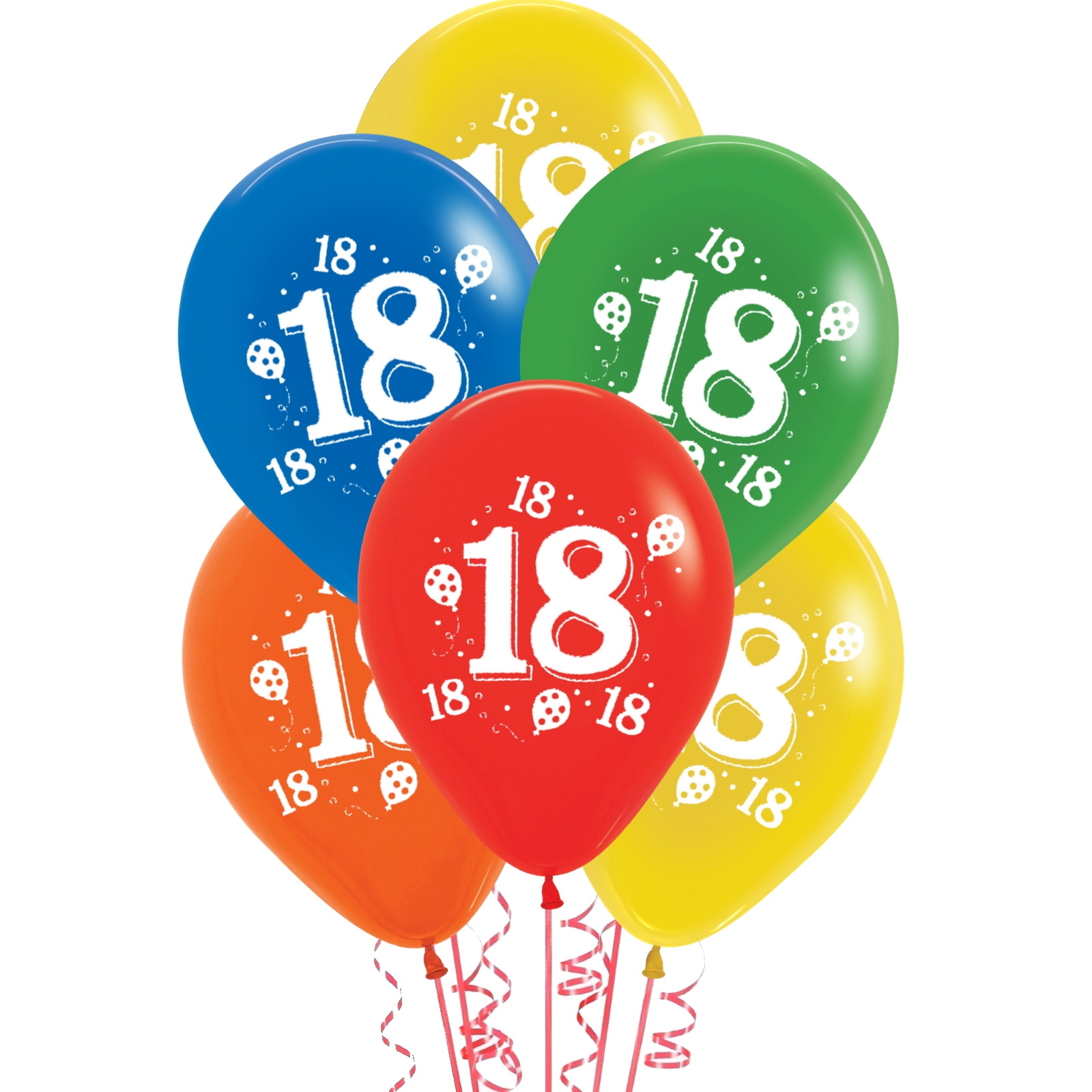 18th Party Balloons Assorted Colours (Pack of 10)