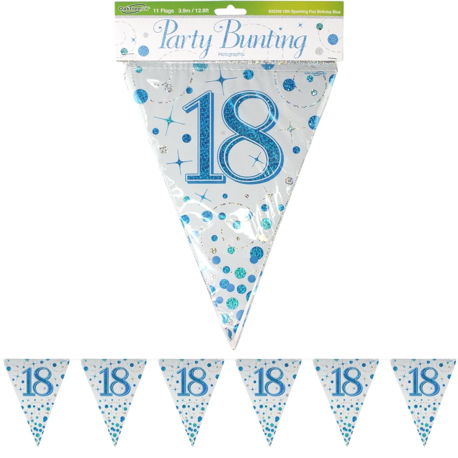 Sparkling Fizz Blue 18th Birthday Flag Banner