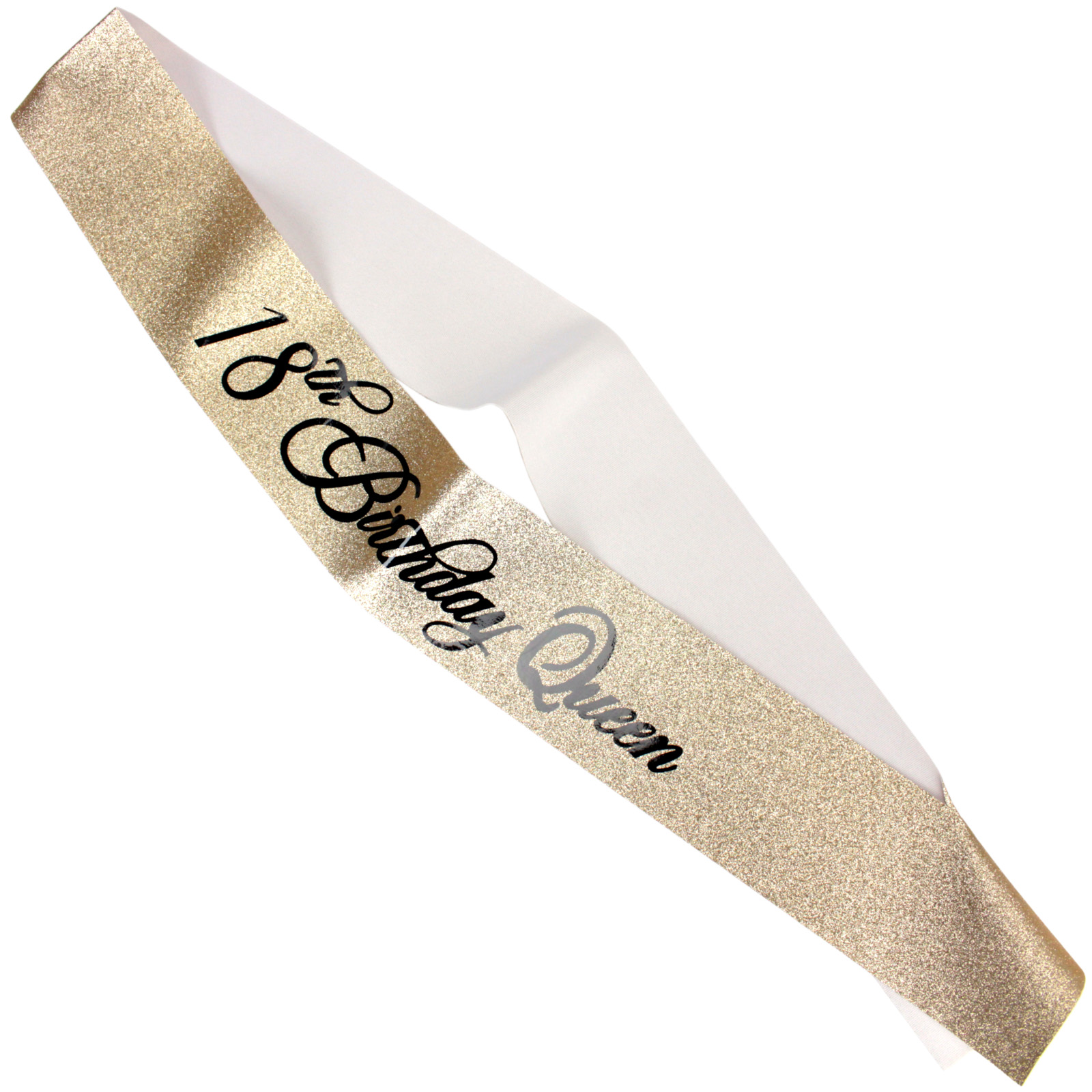 Gold Glitter 18th Birthday Queen Sash